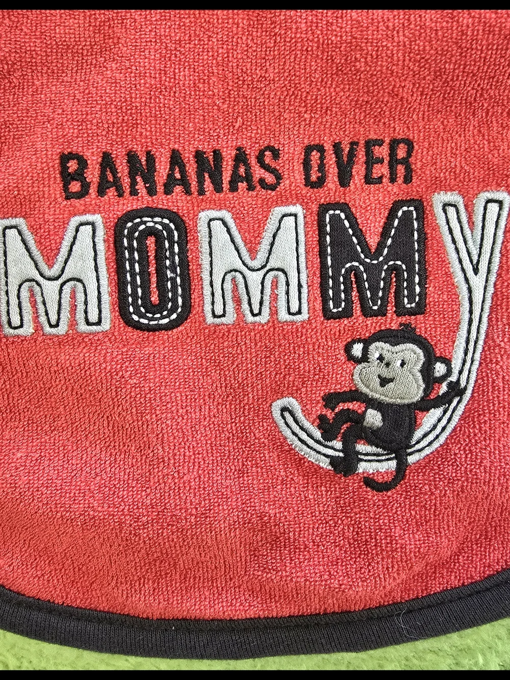Baby BOYS Red & Brown TERRY BIB  CARTERS - Bananas Over Mommy - MONKEY (Q8)
